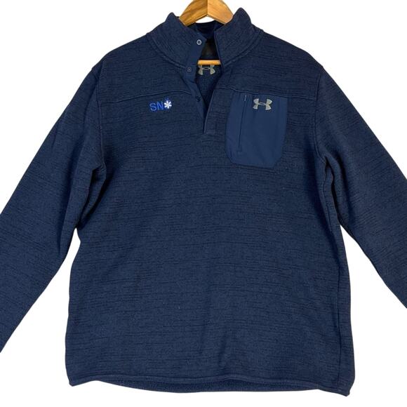 Under Armour Specialist Henley 2.0 Pullover Snap Neck Sweater Jacket Men XL Blue - Picture 1 of 8